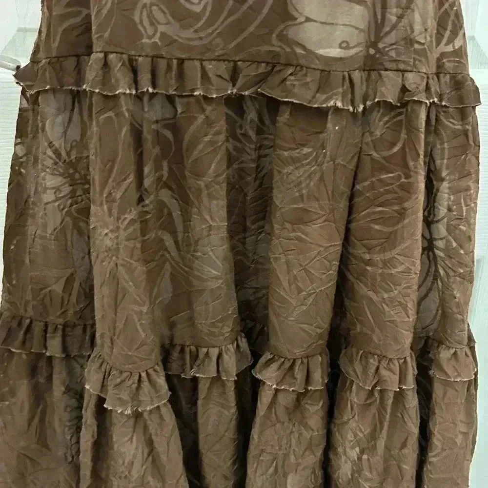 BCBG Brown, Ruffle Skirt Dress, Sz 12 - Picture 4 of 8